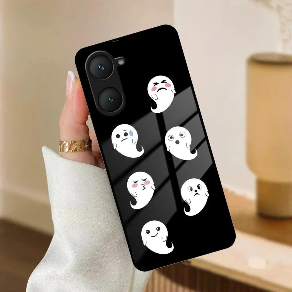 Cute Ghost Glass Case Cover For iQOO - ShopOnCliQ