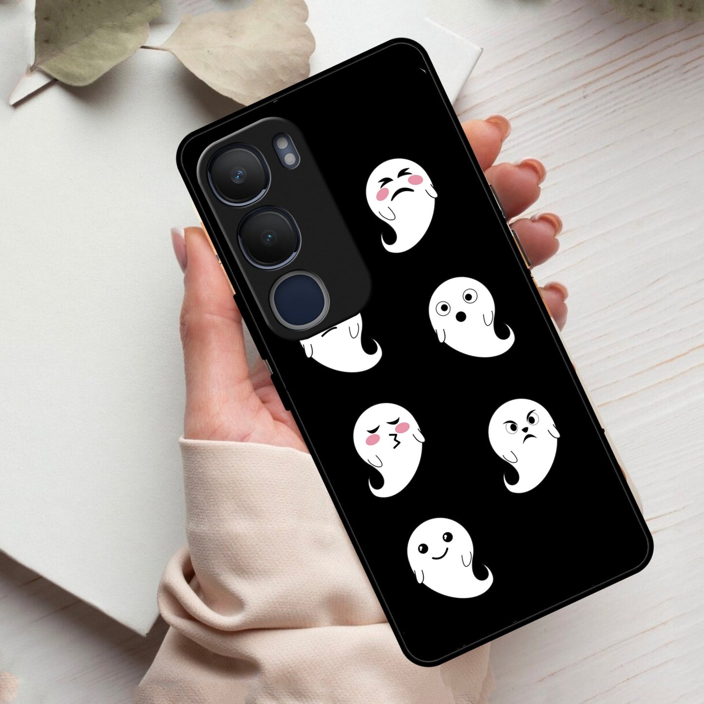 Cute Ghost Glass Case Cover For Vivo