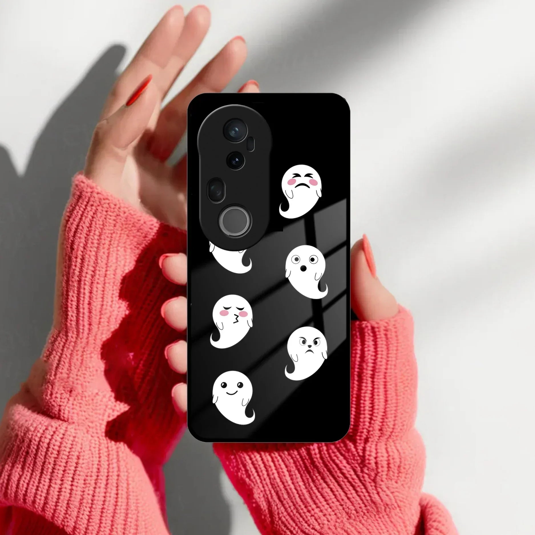 Cute Ghost Glass Case Cover For Vivo - ShopOnCliQ