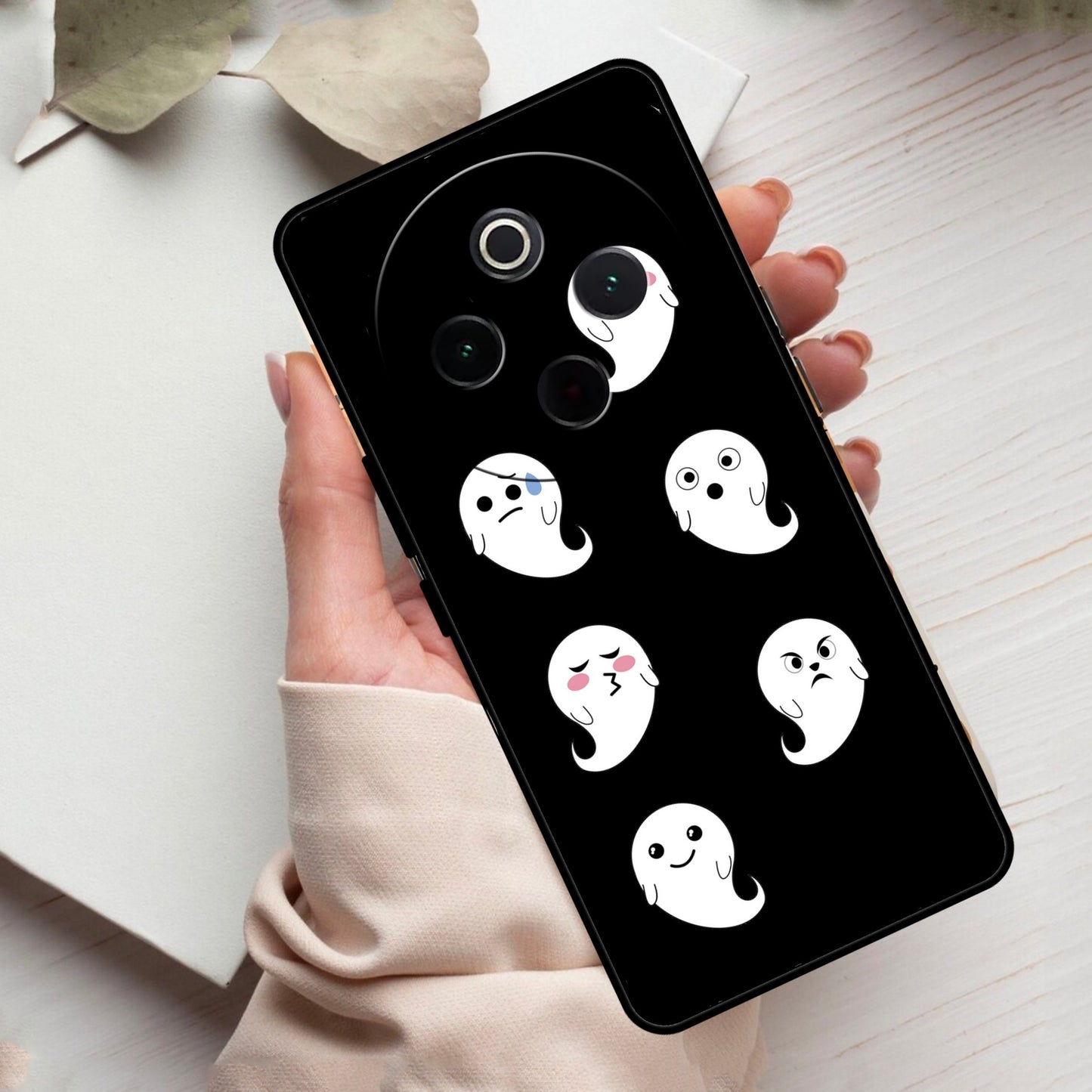 Cute Ghost Glass Case Cover For Vivo
