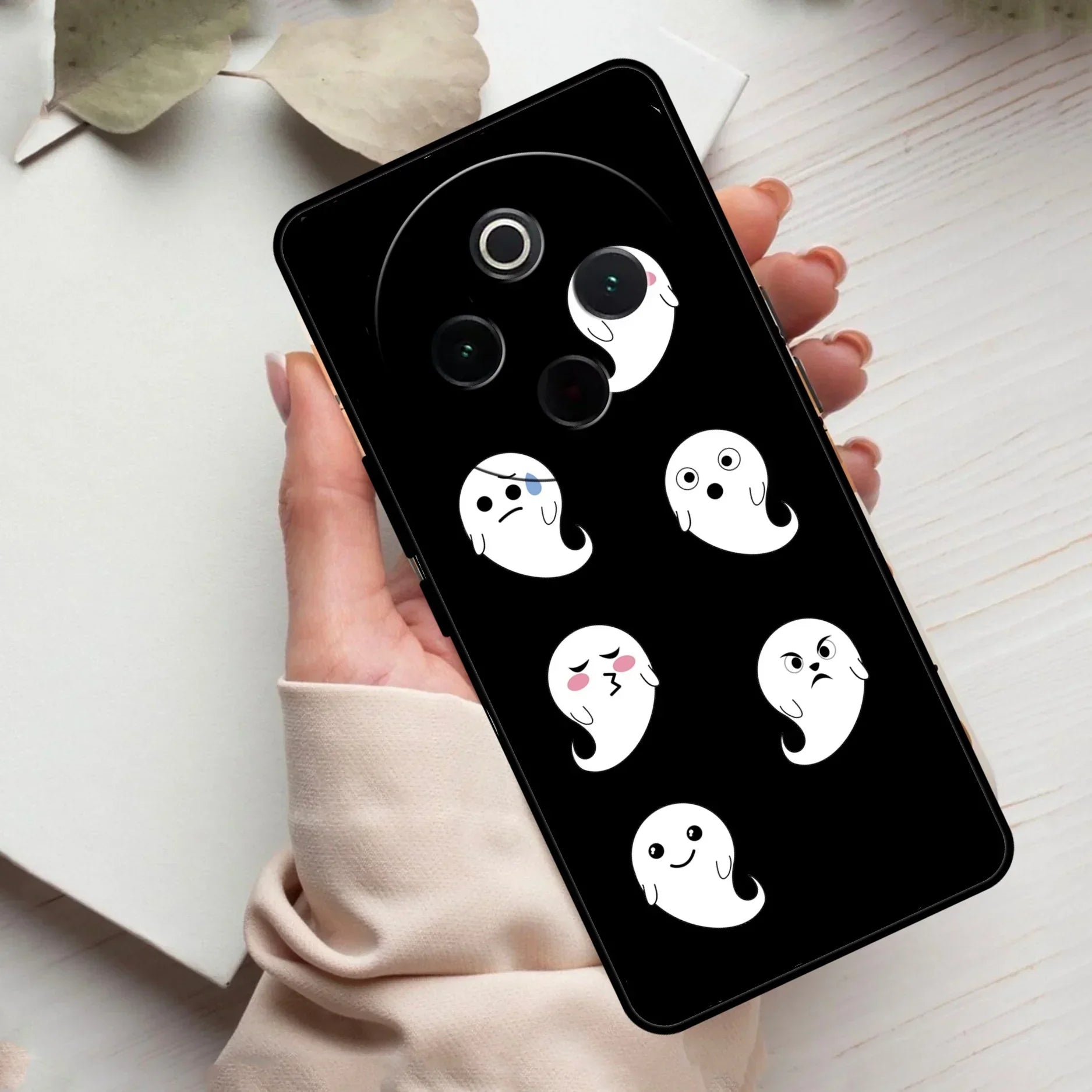 Cute Ghost Glass Case Cover For Vivo - ShopOnCliQ