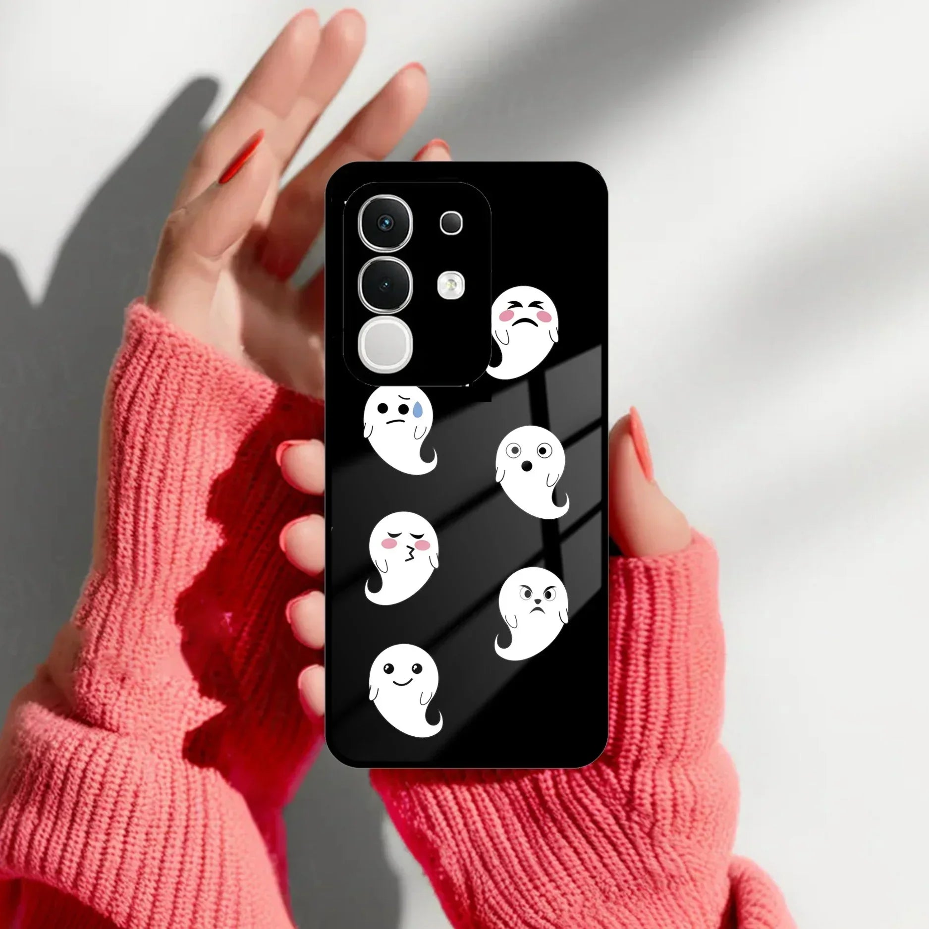 Cute Ghost Glass Case Cover For Vivo - ShopOnCliQ