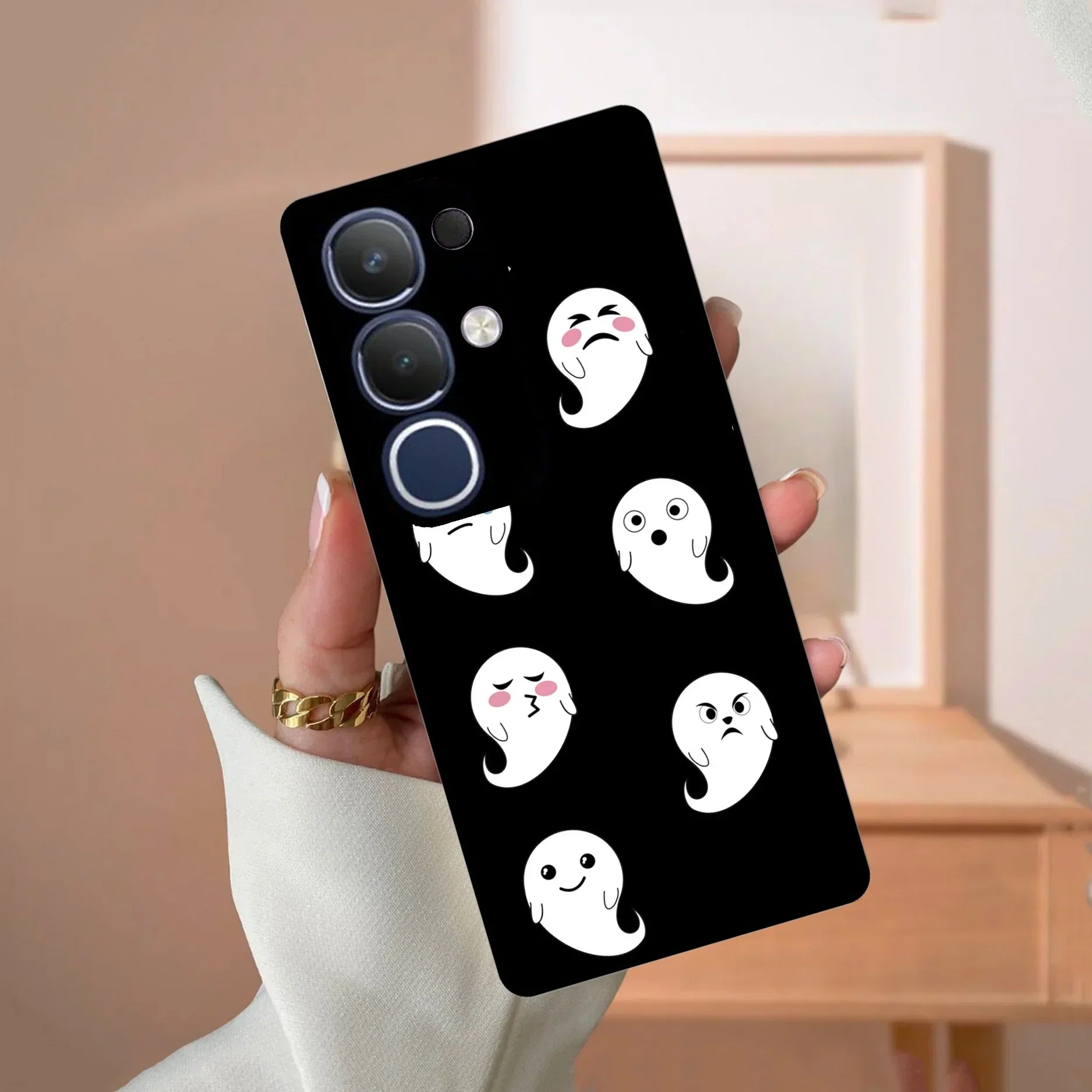Cute Ghost Glass Case Cover For Vivo - ShopOnCliQ