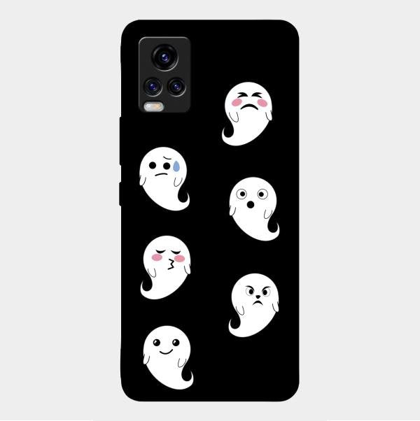 Cute Ghost Glass Case Cover For Vivo V20 2021