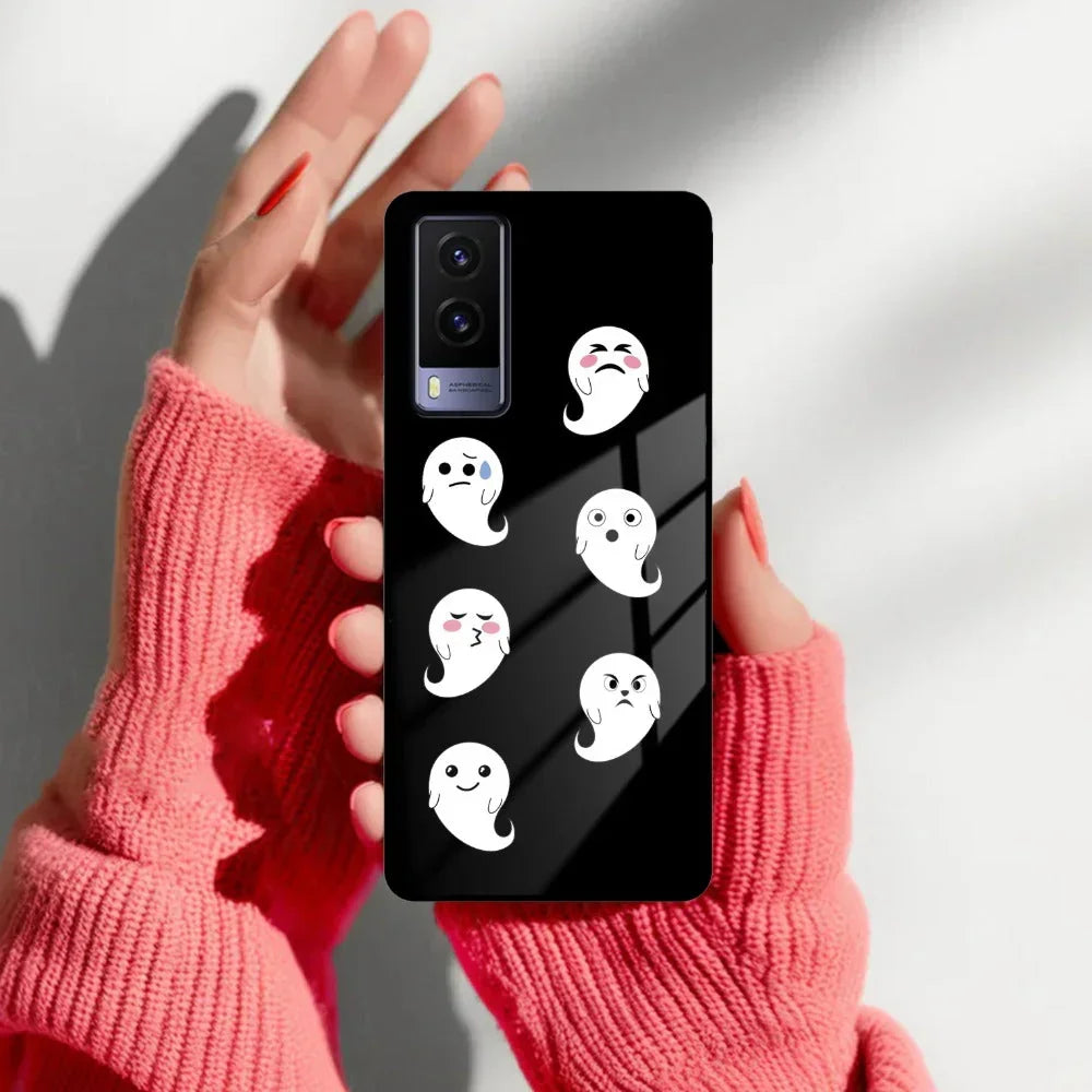 Cute Ghost Glass Case Cover For Vivo - ShopOnCliQ