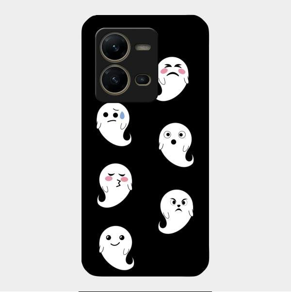 Cute Ghost Glass Case Cover For Vivo V25 5G