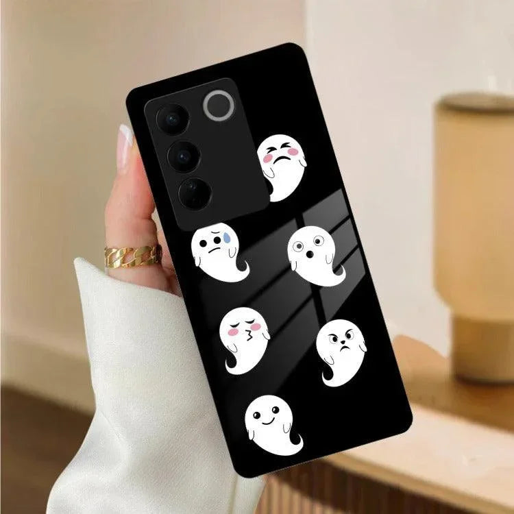 Cute Ghost Glass Case Cover For Vivo - ShopOnCliQ