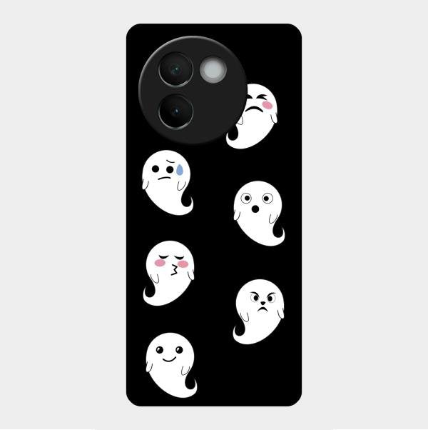 Cute Ghost Glass Case Cover For Vivo V30E 5G