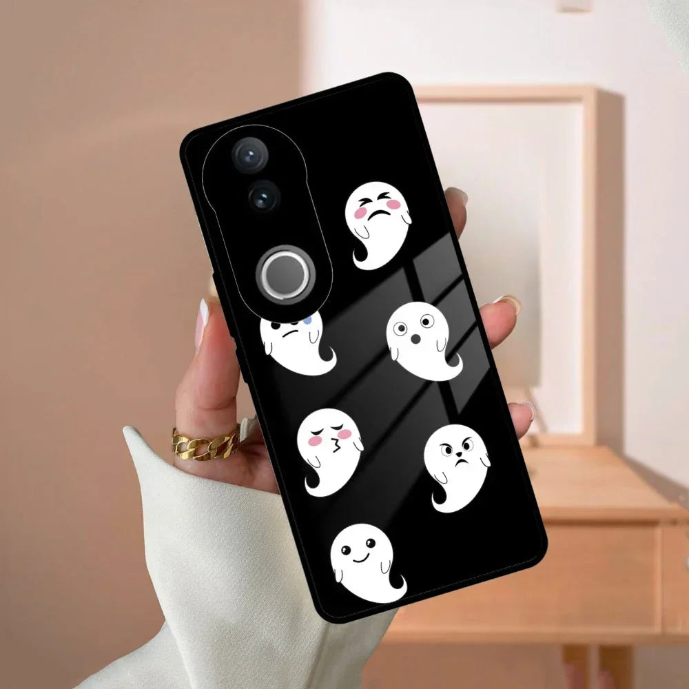 Cute Ghost Glass Case Cover For iQOO - ShopOnCliQ