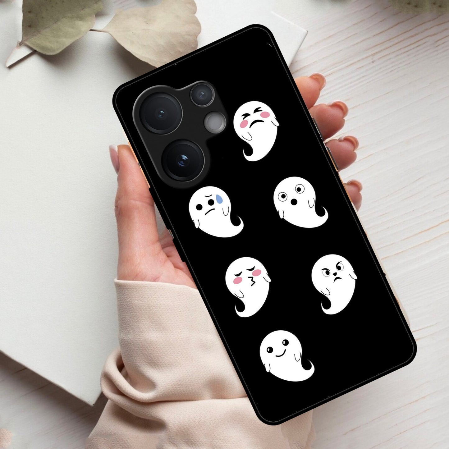 Cute Ghost Glass Case Cover For Vivo