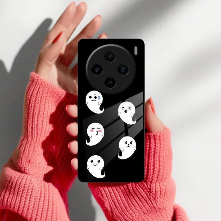 Cute Ghost Glass Case Cover For iQOO - ShopOnCliQ