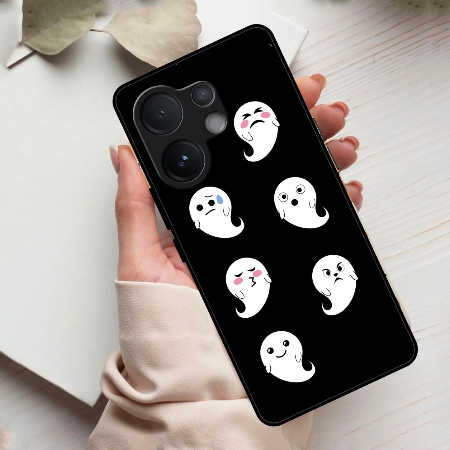 Cute Ghost Glass Case Cover For Vivo - ShopOnCliQ