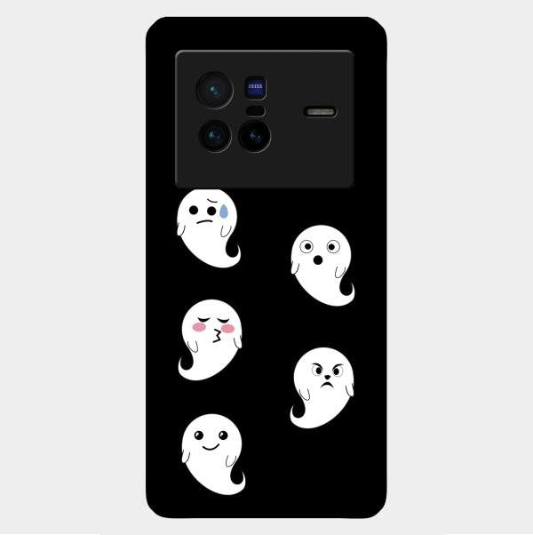 Cute Ghost Glass Case Cover For Vivo X80 5G