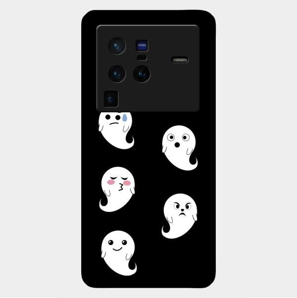Cute Ghost Glass Case Cover For Vivo X80 Pro 5G