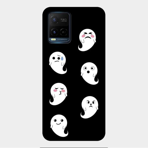 Cute Ghost Glass Case Cover For Vivo Y21E