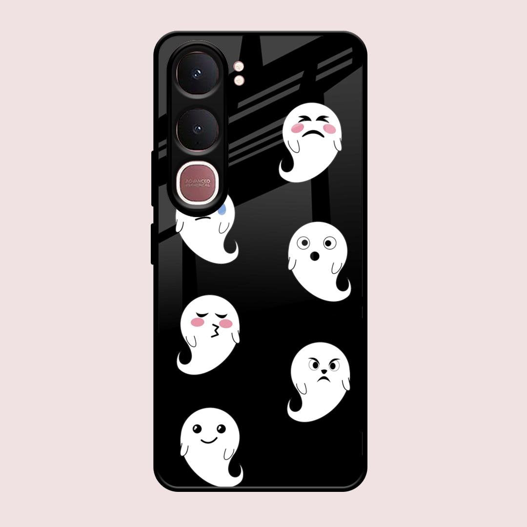Cute Ghost Glass Case Cover For Vivo Y31 5G