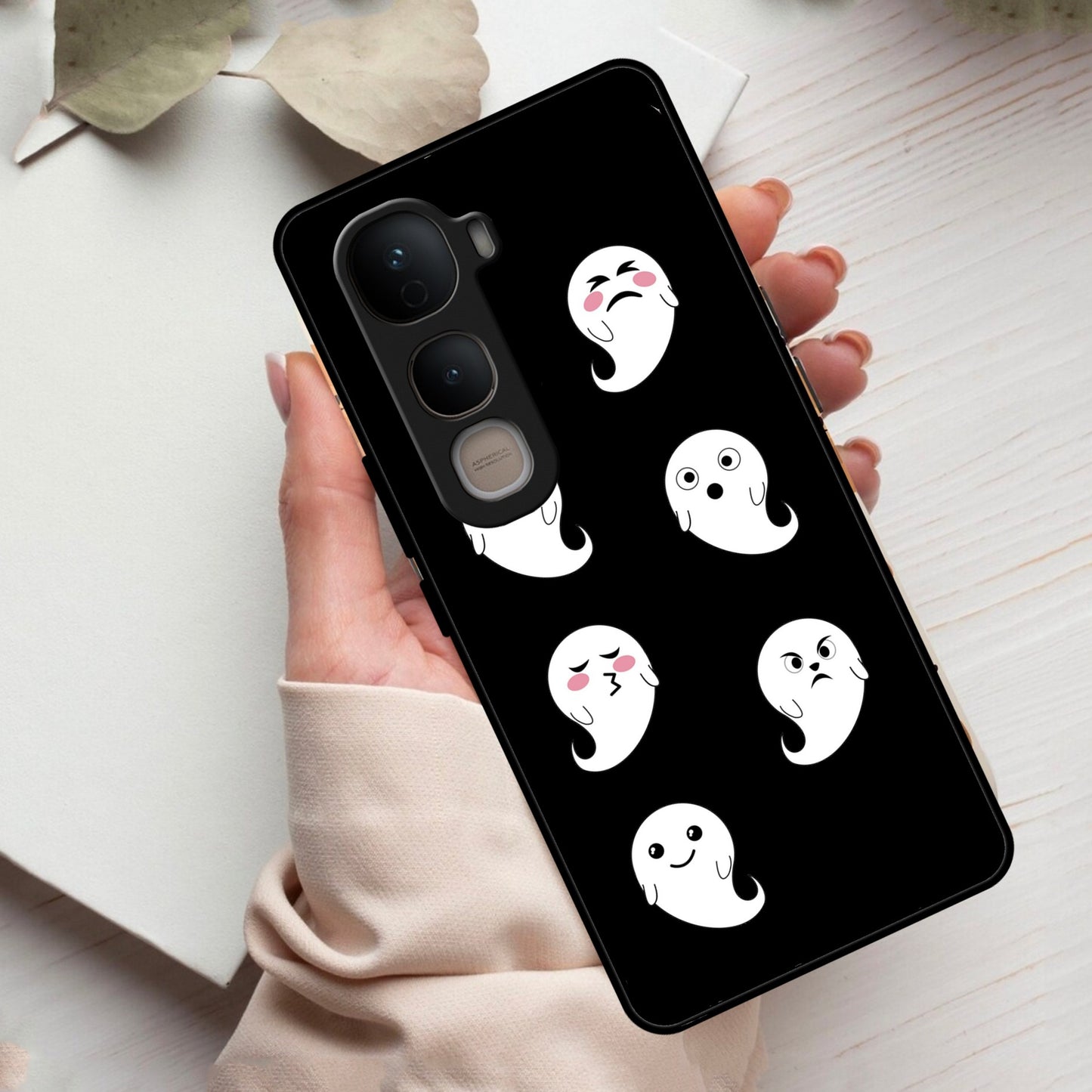 Cute Ghost Glass Case Cover For Vivo