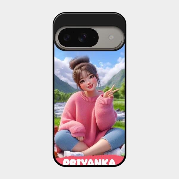 Cute Girl Glossy Metal Case Cover For Google Pixel 9 5G