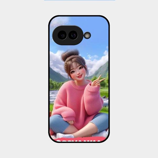 Cute Girl Glossy Metal Case Cover For Google Pixel 9A 5G