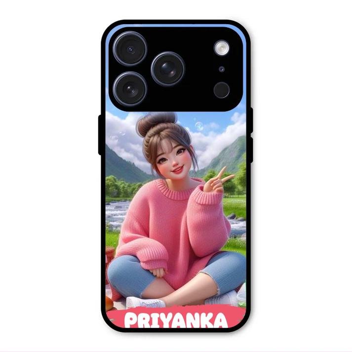 Cute Girl Glossy Metal Case Cover For iPhone 17 Pro Max