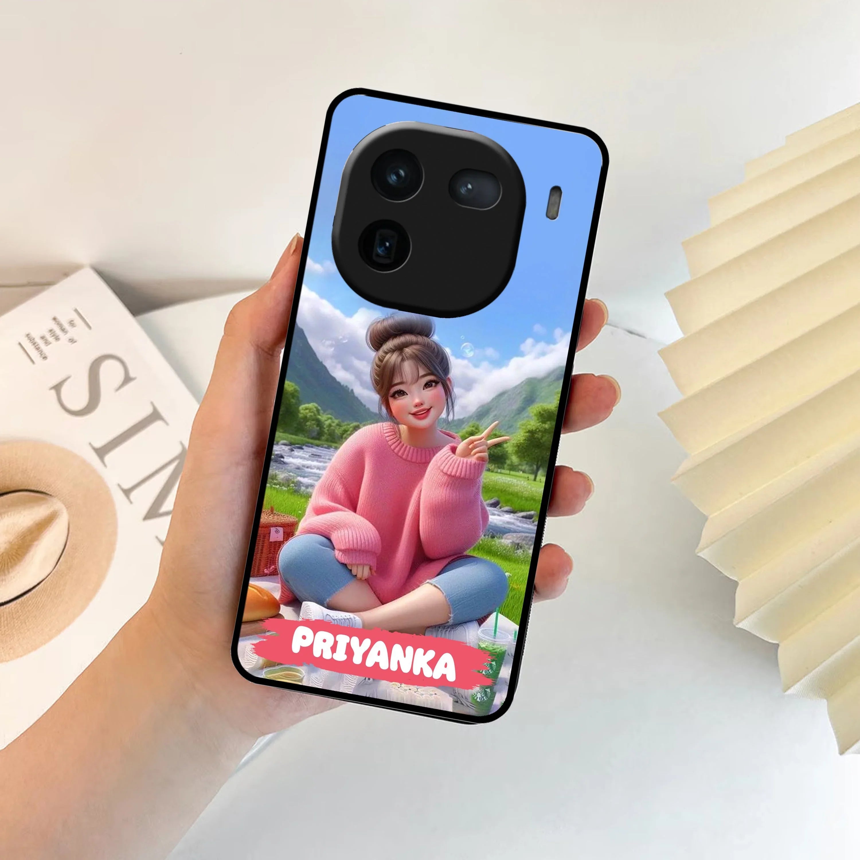 Cute Girl Glossy Metal Case Cover For iQOO - ShopOnCliQ