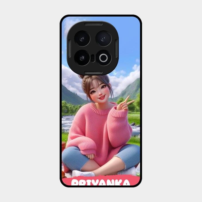 Cute Girl Glossy Metal Case Cover For iQOO 13 5G