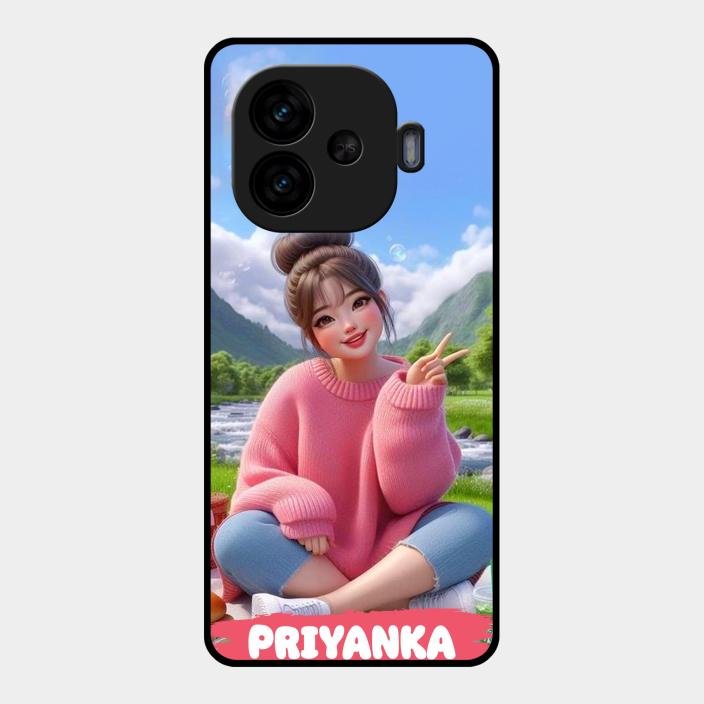 Cute Girl Glossy Metal Case Cover For iQOO Neo 10R 5G