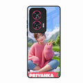 Cute Girl Glossy Metal Case Cover For Motorola Edge 50 Fusion 5G