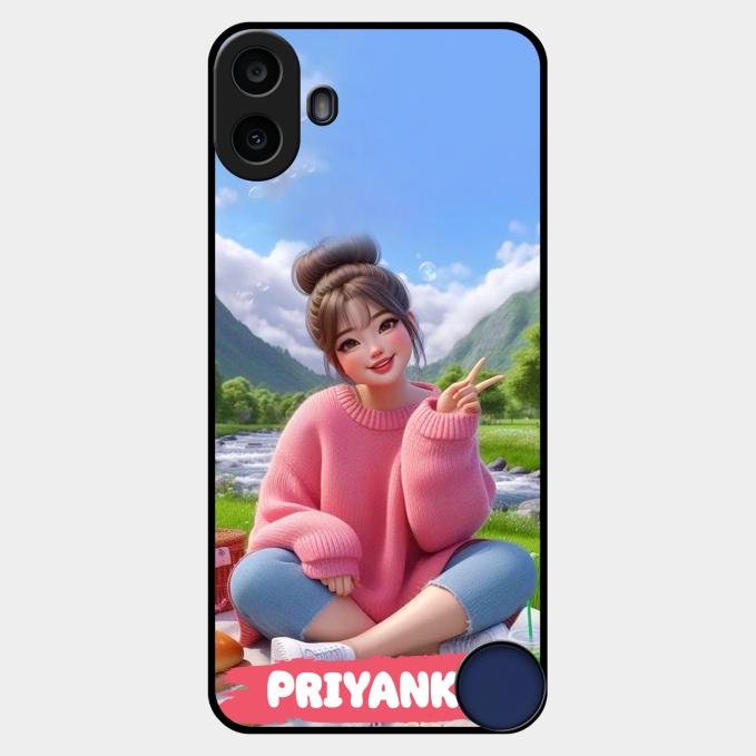 Cute Girl Glossy Metal Case Cover For Nothing Cmf Phone 1
