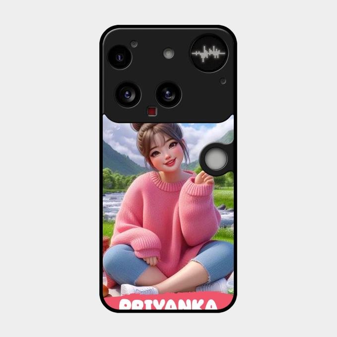 Cute Girl Glossy Metal Case Cover For Nothing Phone 3 5G