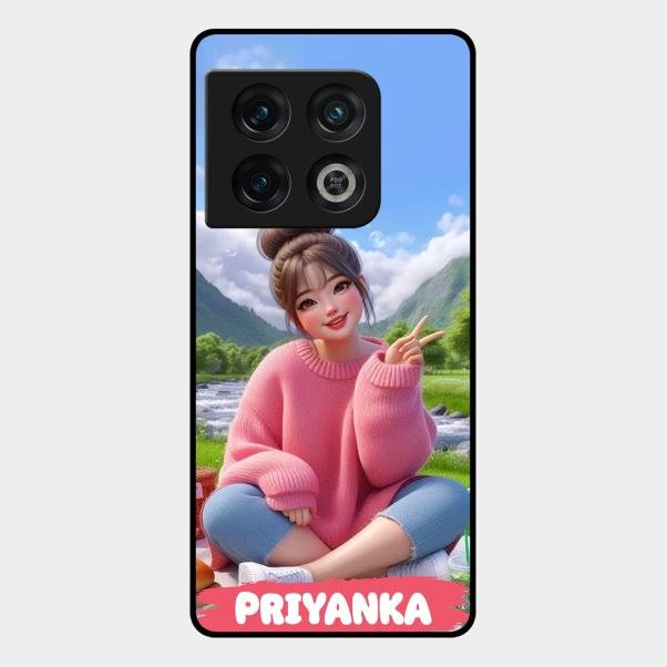 Cute Girl Glossy Metal Case Cover For Oneplus 10 Pro 5G