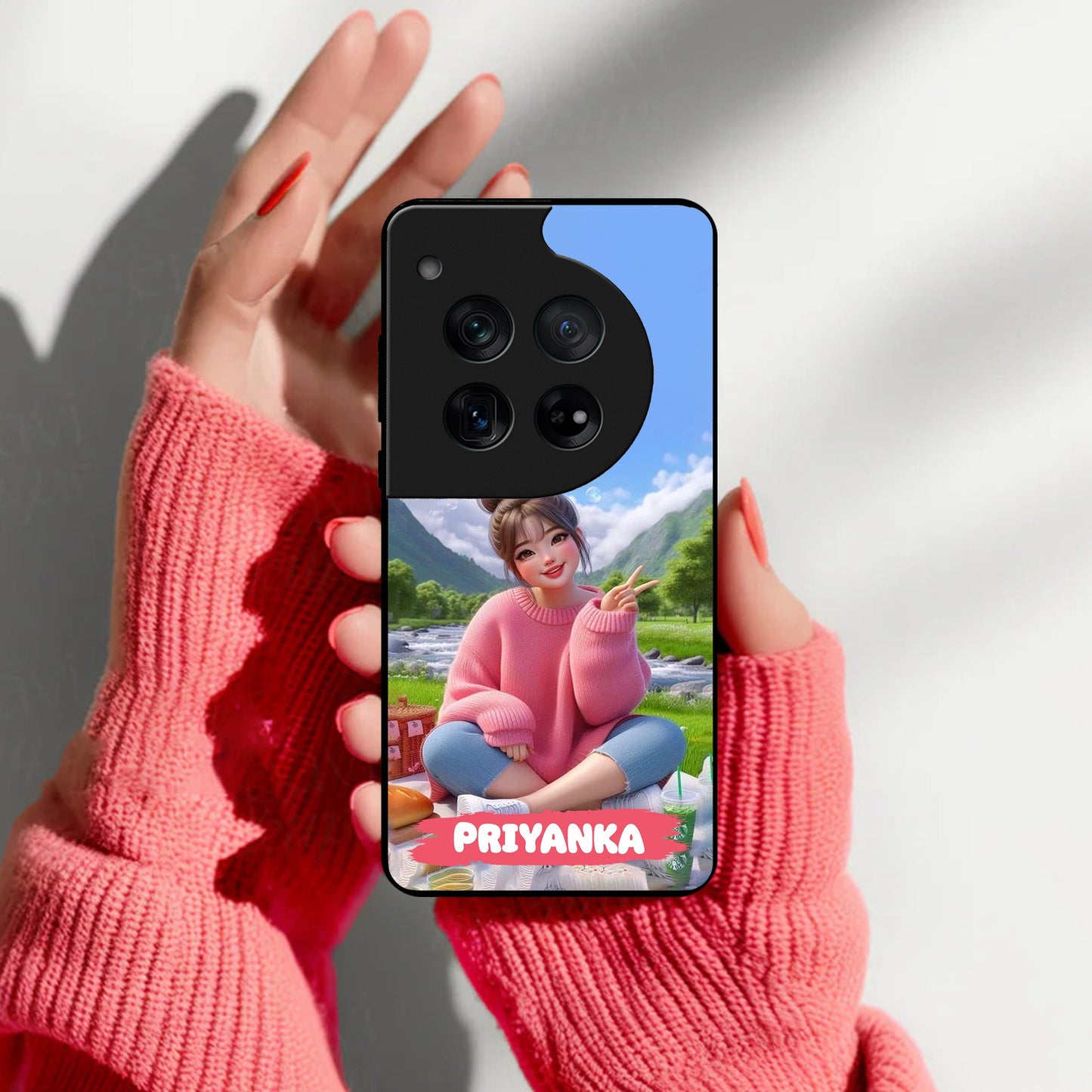 Cute Girl Glossy Metal Case Cover For OnePlus