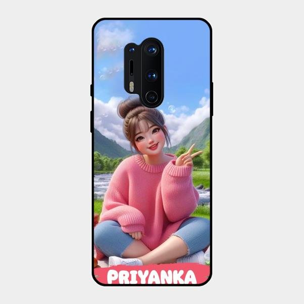 Cute Girl Glossy Metal Case Cover For Oneplus 8 Pro