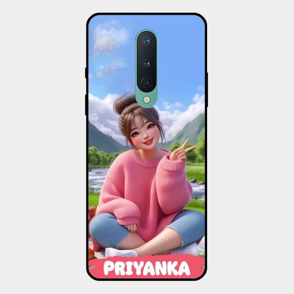 Cute Girl Glossy Metal Case Cover For Oneplus 8