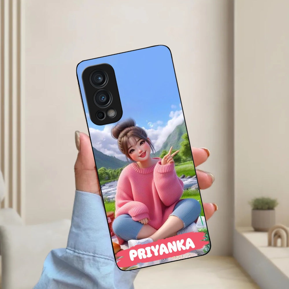 Cute Girl Glossy Metal Case Cover For OnePlus