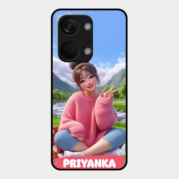 Cute Girl Glossy Metal Case Cover For Oneplus Nord 3 5G