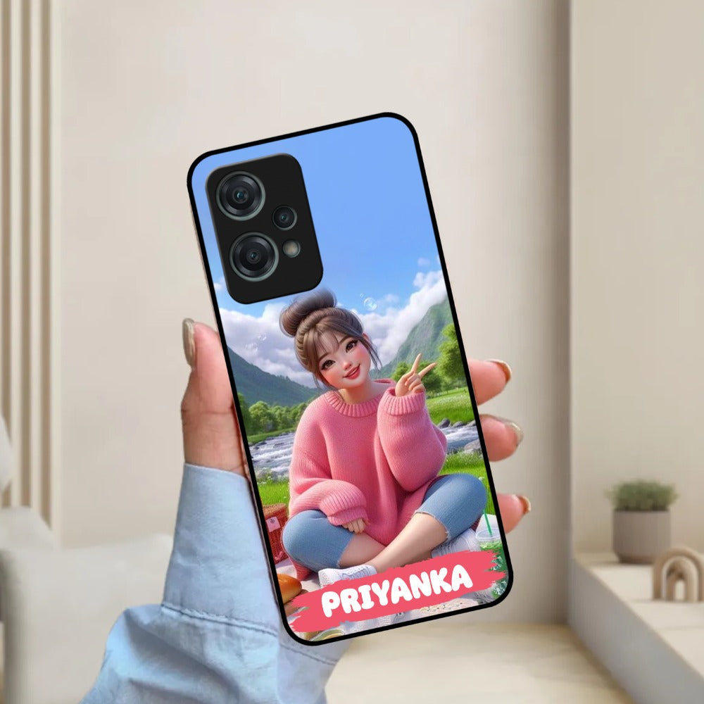 Cute Girl Glossy Metal Case Cover For OnePlus