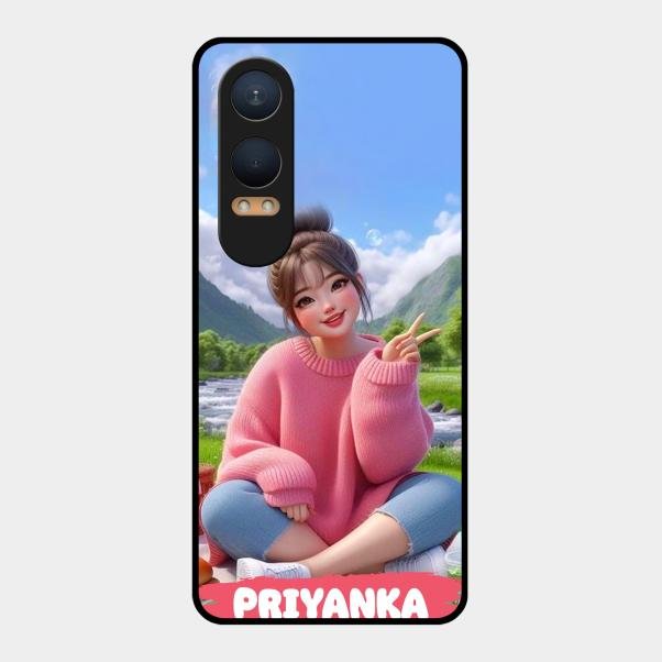 Cute Girl Glossy Metal Case Cover For Oneplus Nord Ce 4 Lite 5G