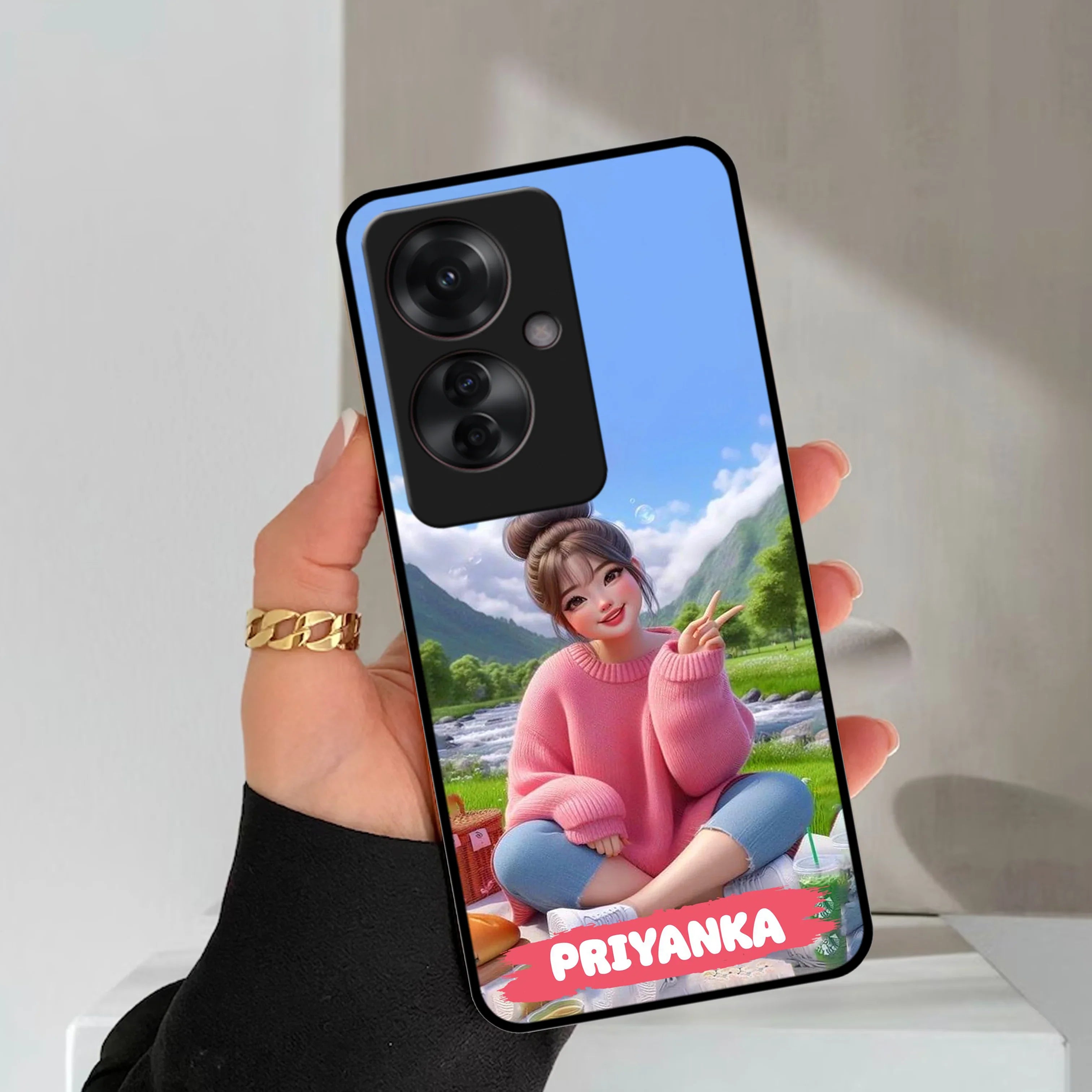 Cute Girl Glossy Metal Case Cover For Oppo - ShopOnCliQ