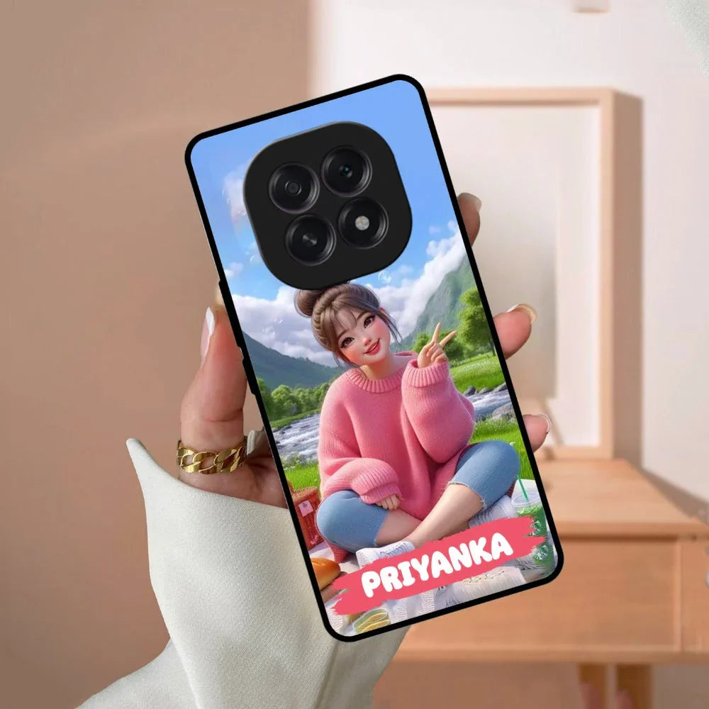 Cute Girl Glossy Metal Case Cover For Oppo - ShopOnCliQ