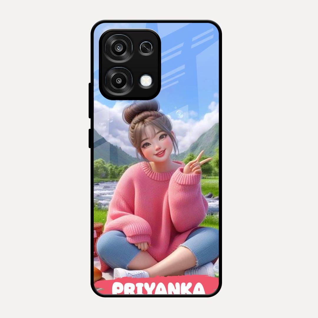 Cute Girl Glossy Metal Case Cover For Oppo F31 5G