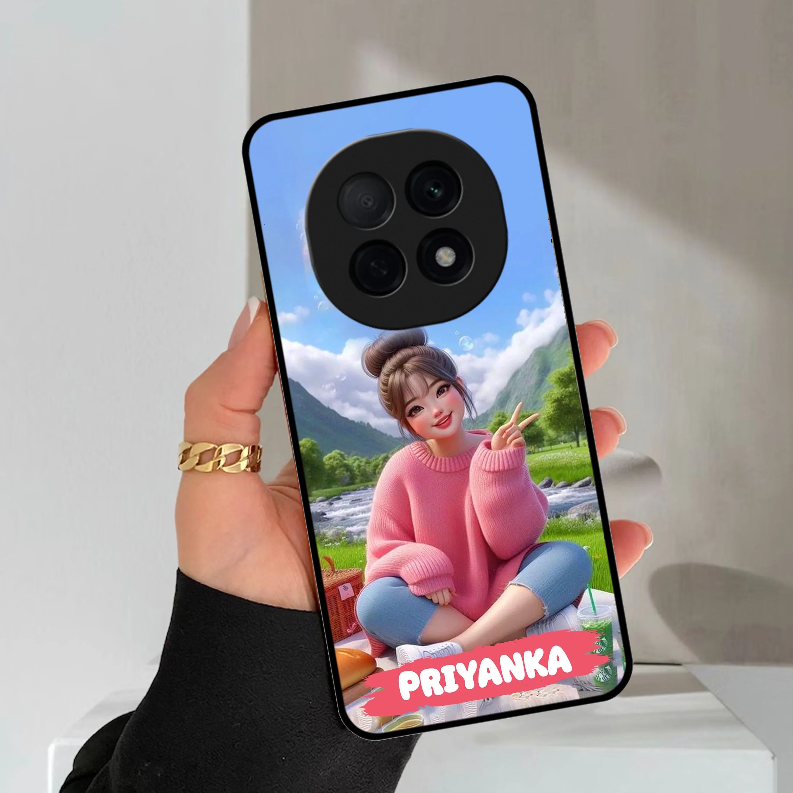 Cute Girl Glossy Metal Case Cover For Oppo - ShopOnCliQ