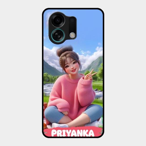 Cute Girl Glossy Metal Case Cover For Oppo K13 Turbo 5G