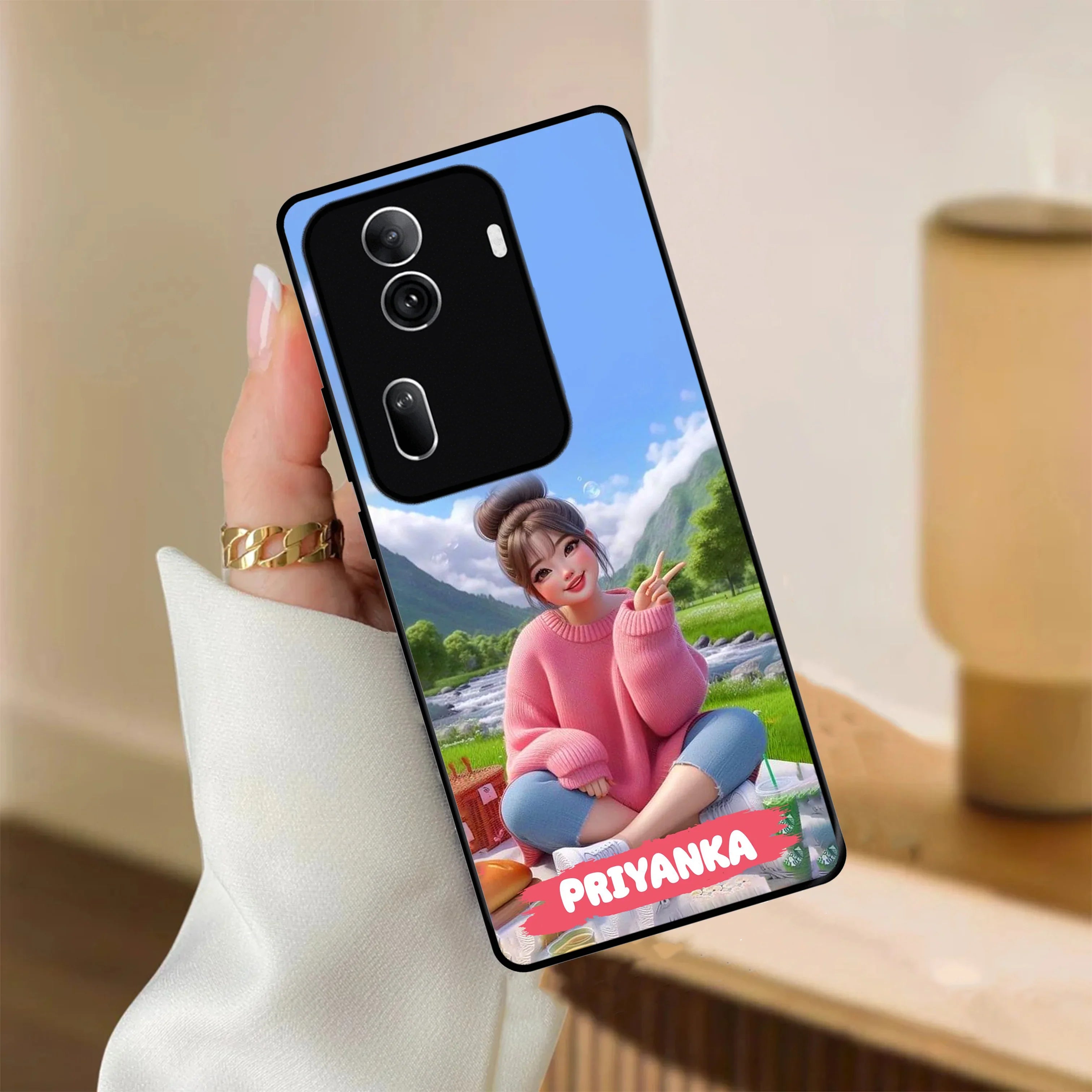 Cute Girl Glossy Metal Case Cover For Oppo - ShopOnCliQ