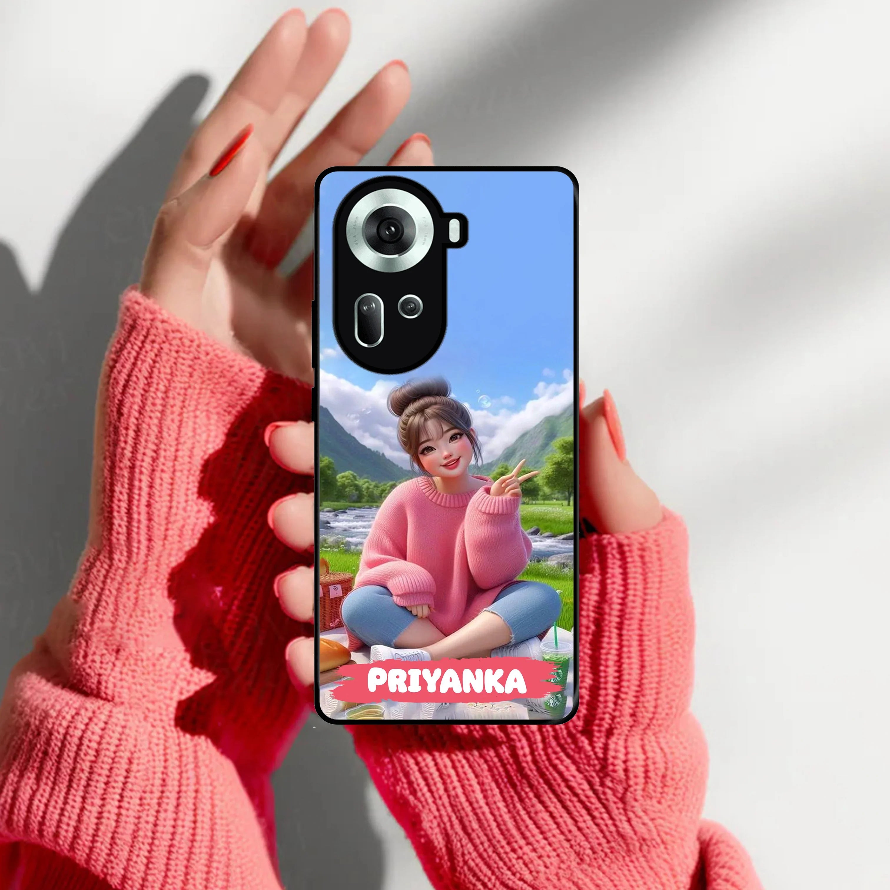 Cute Girl Glossy Metal Case Cover For Oppo - ShopOnCliQ