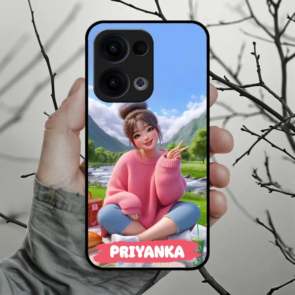 Cute Girl Glossy Metal Case Cover For Oppo - ShopOnCliQ