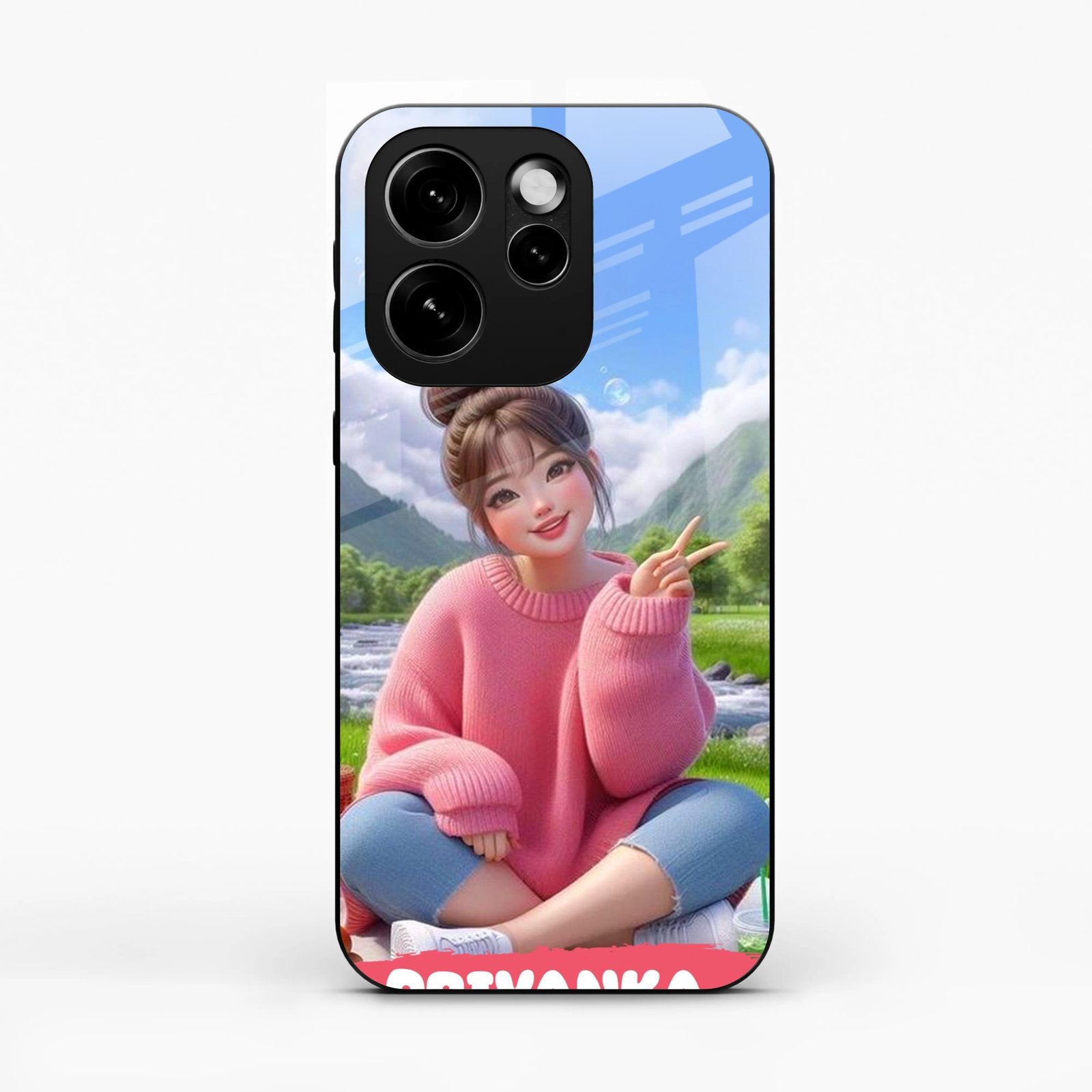 Cute Girl Glossy Metal Case Cover For Oppo Reno 15 Pro 5G