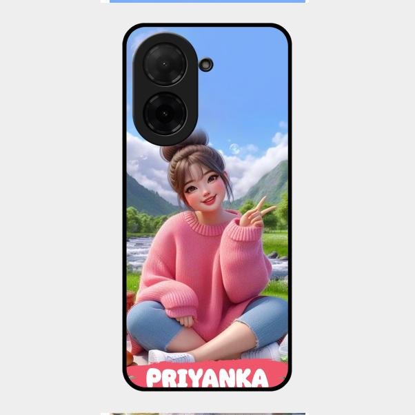 Cute Girl Glossy Metal Case Cover For Poco C71