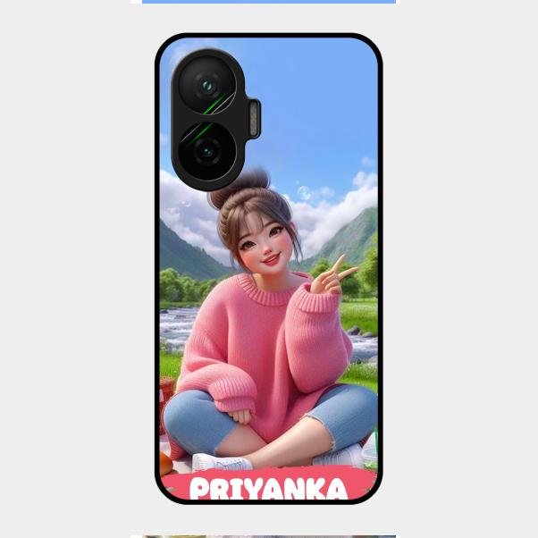 Cute Girl Glossy Metal Case Cover For Poco F7 5G