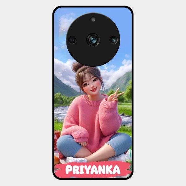 Cute Girl Glossy Metal Case Cover For Realme 11 Pro Plus 5G
